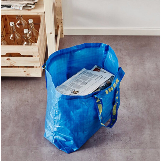 NEW IKEA FRAKTA Medium Blue Reusable 10-Gallon Tote Bag